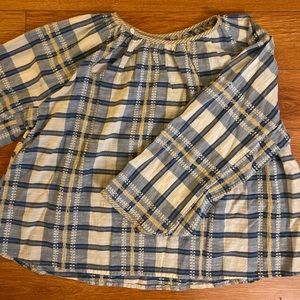 Ace & Jig Blue and Cream Plaid Peasant Blouse